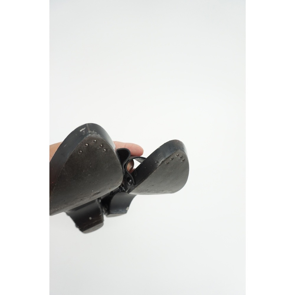 Yves St. Laurent Rive Gauche Wooden Studded Leather Clog Slide Mules Black Sz 38 - Picture 4 of 11